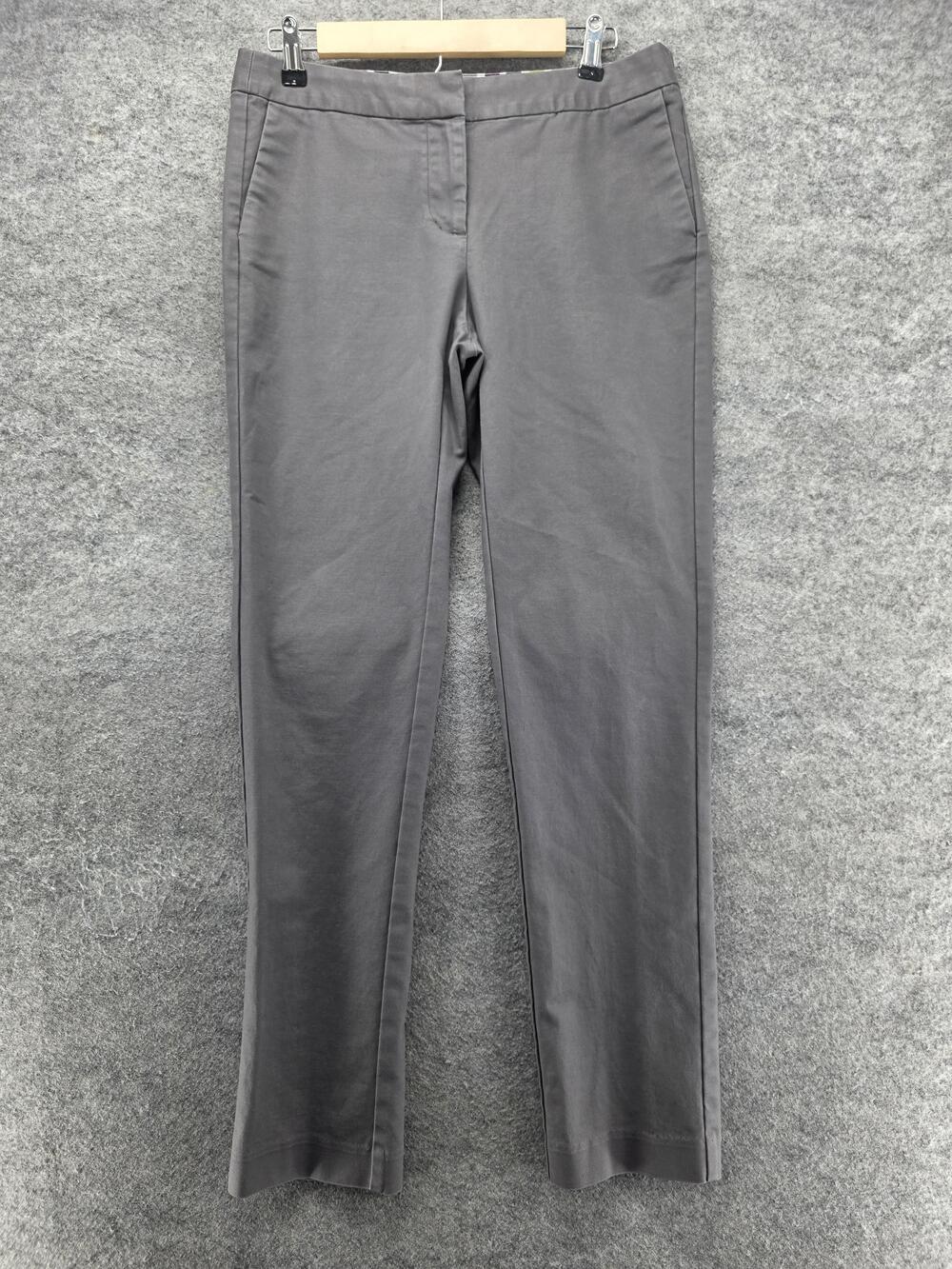 Boden Pants Womens 12 Gray Straight Leg Dress Pants Twill Cotton Stretch